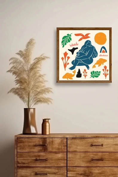 Kadın Ahşap Çerçeveli Tablo 50 x 50 - Resim 2