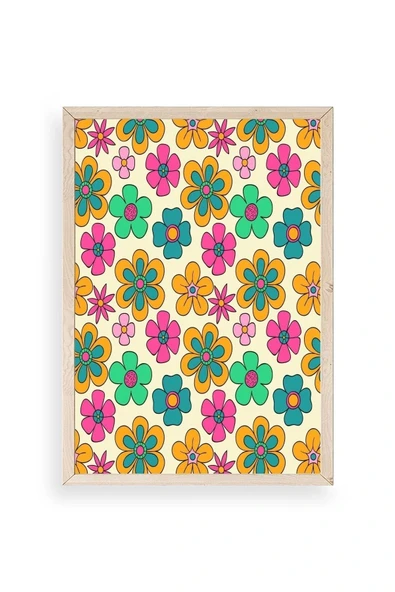 Çiçekler Ahşap Çerçeveli Tablo 50 x 50 - Resim 3