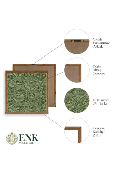 Yaprak Ahşap Çerçeveli Tablo 50 x 50 - Resim 4