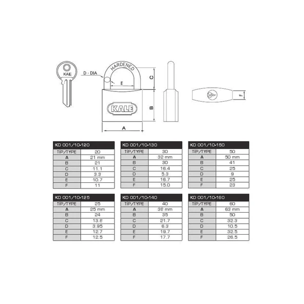 Kale 20 mm Gri Asma Kilit KD-001/10-120 - Resim 2
