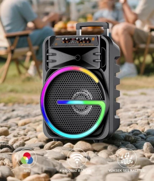 Bluetooth Hoparlör Rgb Işıklı Çift Mikrofonlu Kablosuz Speaker KTS-2170 Siyah - Resim 4