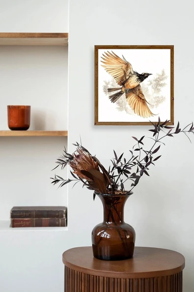 Kuş Ahşap Çerçeveli Tablo 50 x 50 - Resim 3