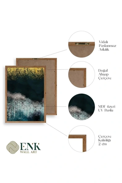 Manzara Üçlü Ahşap Çerçeveli Tablo 50 x 70 - Resim 4