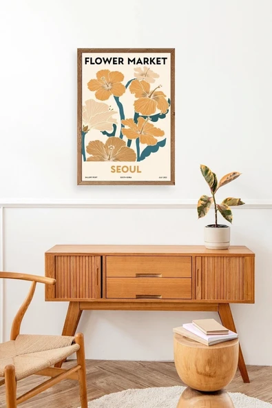 Çiçek Pazarı Ahşap Çerçeveli Tablo 30 x 42 - Resim 3