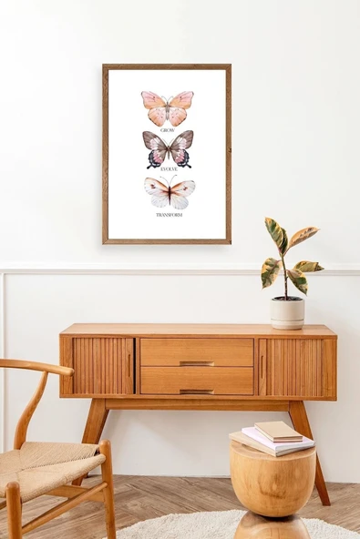 Kelebekler Ahşap Çerçeveli Tablo 17 x 23 - Resim 3