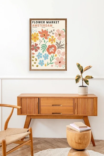 Çiçek Pazarı Ahşap Çerçeveli Tablo 23 x 30 - Resim 3