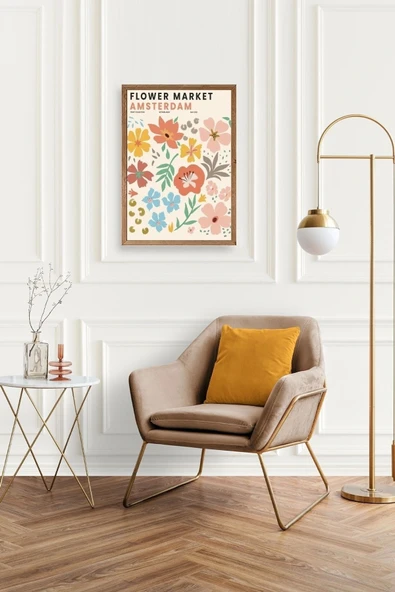 Çiçek Pazarı Ahşap Çerçeveli Tablo 23 x 30 - Resim 2