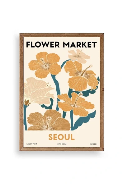 Çiçek Pazarı Ahşap Çerçeveli Tablo 30 x 42 ürün görseli 1