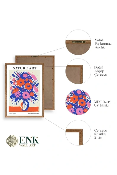 Çiçek Ahşap Çerçeveli Tablo 30 x 42 - Resim 4