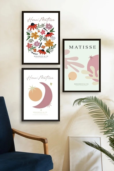 Matisse Üçlü Ahşap Çerçeveli Tablo 50 x 70 - Resim 2