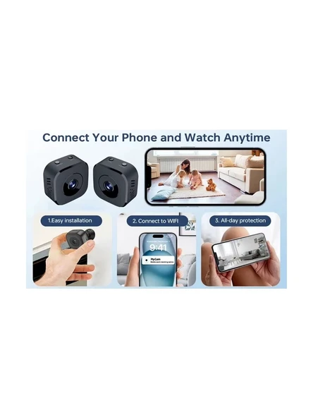 Wifi Mini Güvenlik Kamera (Uzaktan İzleme-Ses Dinleme-Hafıza Kart Kayıt) - Resim 4