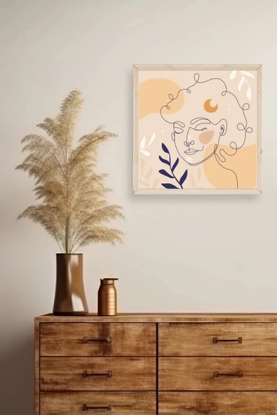 Kadın Ahşap Çerçeveli Tablo 42 x 42 - Resim 2