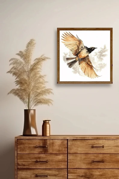 Kuş Ahşap Çerçeveli Tablo 50 x 50 - Resim 2