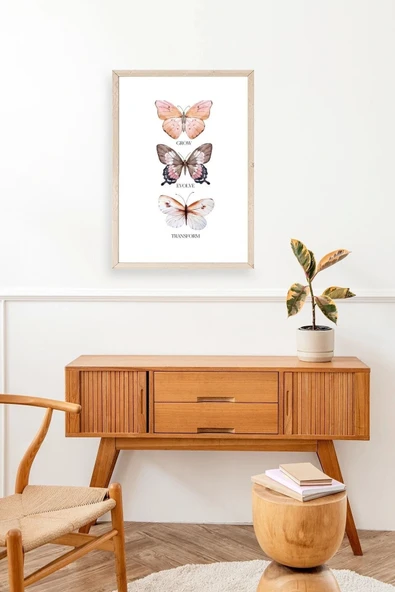 Kelebekler Ahşap Çerçeveli Tablo 30 x 42 - Resim 3