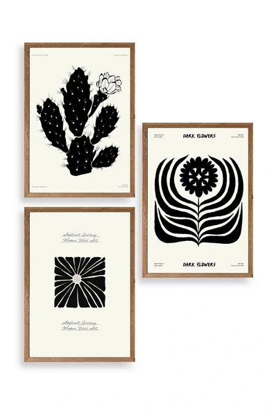 Modern Üçlü Ahşap Çerçeveli Tablo 23 x 30 ürün görseli 1