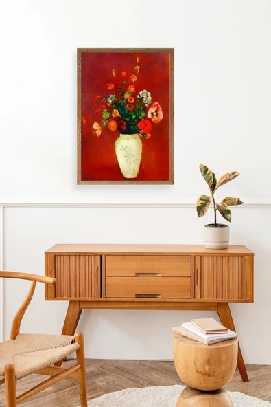 Vazoda Çiçek Ahşap Çerçeveli Tablo 23 x 30 - Resim 3