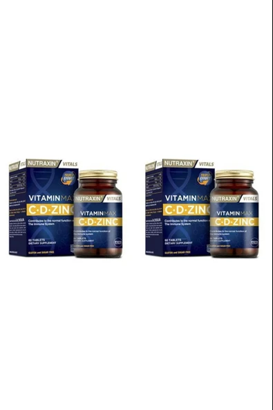 Nutraxin Vitamin Max C + D Zinc 60 Tablet 2 Adet ürün görseli 1
