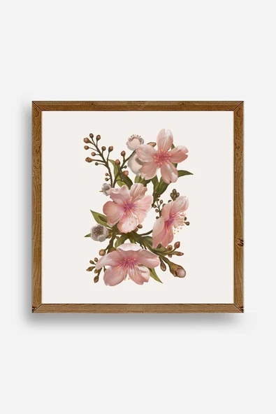 Çiçek Ahşap Çerçeveli Tablo 50 x 50 ürün görseli 1