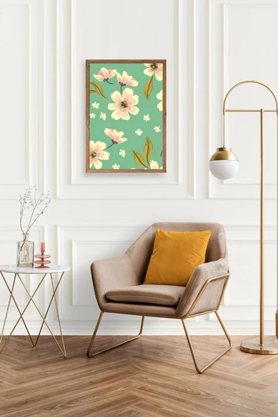 Çiçekler Ahşap Çerçeveli Tablo 30 x 42 - Resim 2