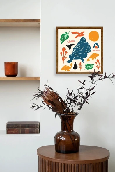 Kadın Ahşap Çerçeveli Tablo 50 x 50 - Resim 3