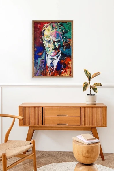 Atatürk Ahşap Çerçeveli Tablo 30 x 42 - Resim 3