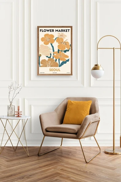 Çiçek Pazarı Ahşap Çerçeveli Tablo 30 x 42 - Resim 2