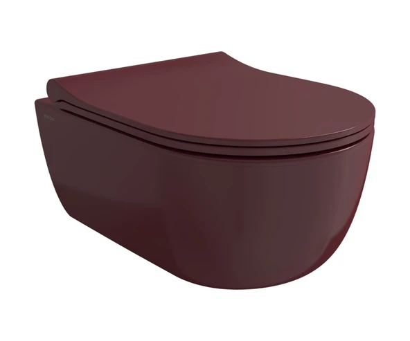 BOCCHI V-Tondo Rimless Kanalsız Asma Klozet, Kısa, Parlak Burgonya Bordosu 1417-072-0128 ürün görseli 1