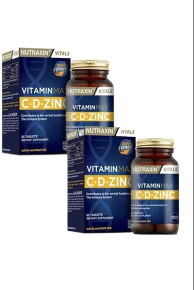 Nutraxin Vitamin Max C + D Zinc 60 Tablet 2 Adet ürün görseli 1