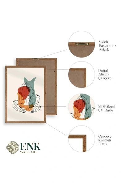 Düşündüren Şekiller Üçlü Ahşap Çerçeveli Tablo 30 x 42 - Resim 4