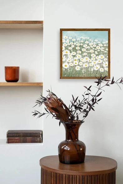 Çiçekler Ahşap Çerçeveli Tablo 42 x 42 - Resim 3