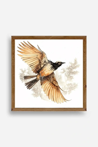 Kuş Ahşap Çerçeveli Tablo 50 x 50 ürün görseli 1