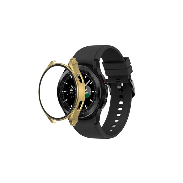 Watch 5 Pro 45mm Wall Camlı Kasa Ekran Koruyucu - Gold - Resim 2