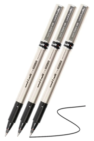 Siyah Pilot Kalem UB-177 Fine Deluxe 3 Adet Uniball Pilot Kalem 0.5 mm Roller Uçlu Pilot Kalem İnce Uçlu Likit Mürekkep ürün görseli 1