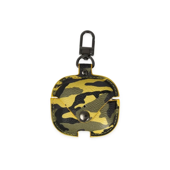 Airpods Pro 2 (2.nesil) Çanta Kamuflaj Deri Kılıf - Sarı ürün görseli 1