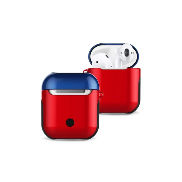 Airpods 2 (2.nesil) 3in1 Kılıf - Kırmızı-lacivert ürün görseli 1