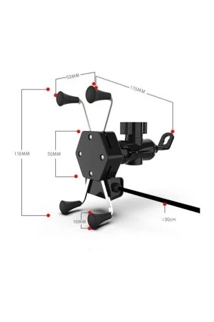 Usb Şarjlı Ayna Bağlantılı Motosiklet Telefon Tutucu Motor Tutacağı - Resim 4