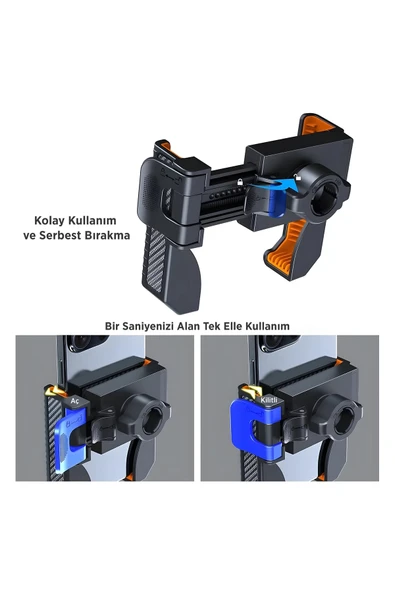 Gidon Bağlantılı Bisiklet Motosiklet İçin Esnek Abs 4-7.8″ İnç Telefon Tutucu 360° Dönebilen Tasarım - Resim 8