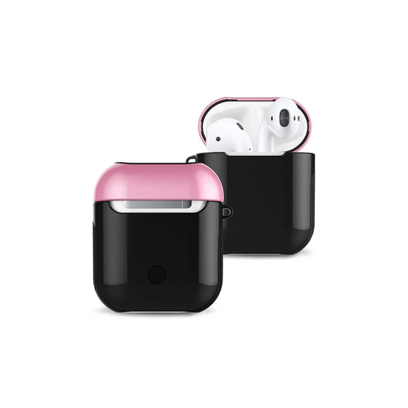 Airpods 2 (2.nesil) 3in1 Kılıf - Siyah-pembe ürün görseli 1