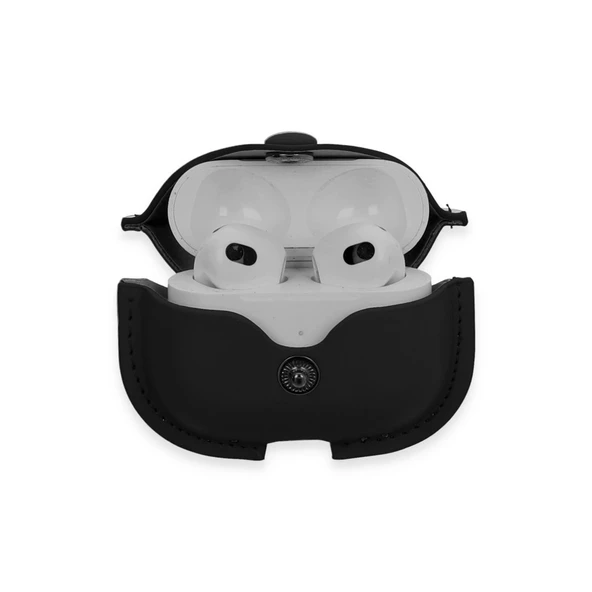 Airpods 3 (3.nesil) Çanta Deri Kılıf - Siyah - Resim 3