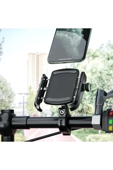 Motosiklet Gidon Ve Ayna Bağlantılı Motor Ve Bisiklet Uyumlu Telefon Tutucu 12-24w Hızlı Şarj - Resim 4