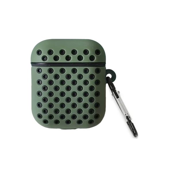 Airpods 2 (2.nesil) Spor Delikli Kılıf - Haki Yeşil-siyah ürün görseli 1
