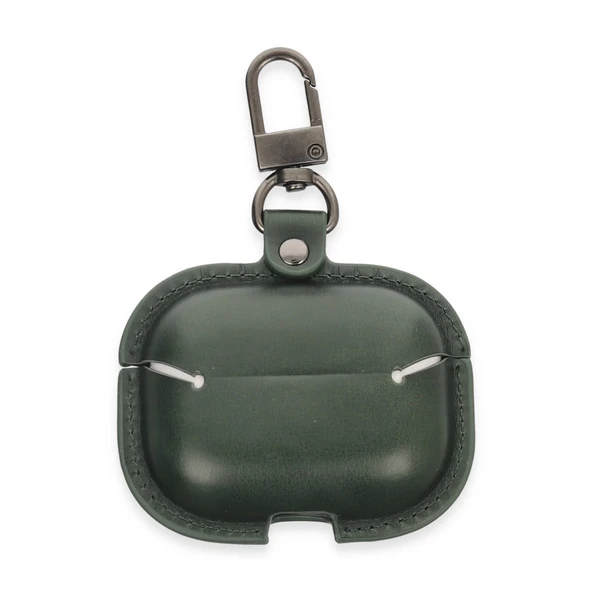 Airpods Pro 2 (2.nesil) Çanta Deri Kılıf - Haki Yeşil - Resim 2