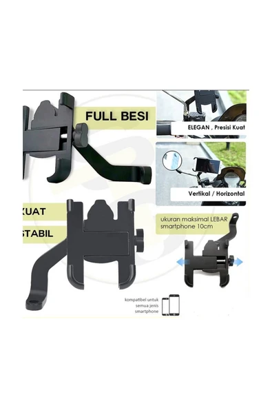 Alüminyum Gövdeli Metal Ayna Bağlantılı Motosiklet Telefon Tutucu 7 İnç Xl - Resim 3