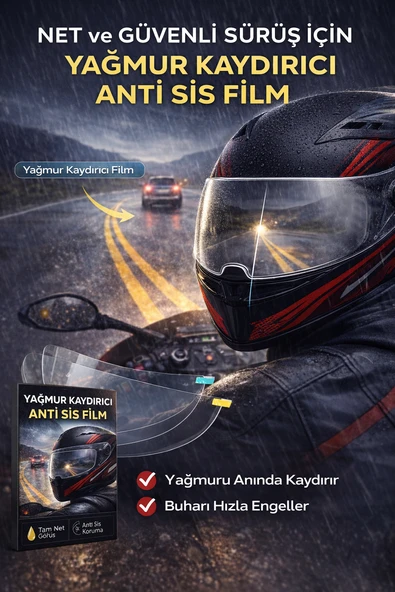 Motosiklet Kaskı Yağmur Kaydırıcı Film – Anti Sis Şeffaf Vizör Cam Koruyucu ürün görseli 1