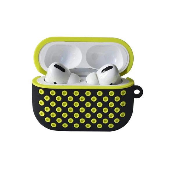 Airpods Pro 2 (2.nesil) Spor Delikli Kılıf - Siyah-sarı ürün görseli 1