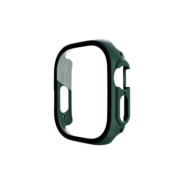 Apple Watch Ultra 49mm Desert Camlı Kasa Ekran Koruyucu - Koyu Yeşil - Resim 2