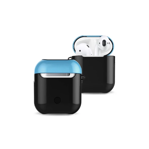 Airpods 2 (2.nesil) 3in1 Kılıf - Siyah-mavi ürün görseli 1
