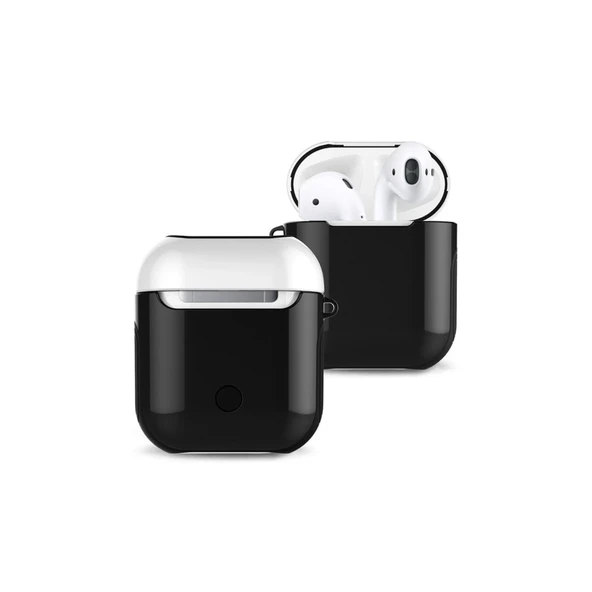 Airpods 2 (2.nesil) 3in1 Kılıf - Siyah-beyaz ürün görseli 1