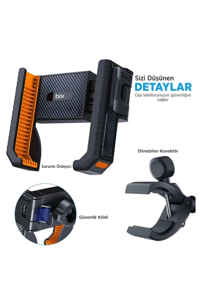 Gidon Bağlantılı Bisiklet Motosiklet İçin Esnek Abs 4-7.8″ İnç Telefon Tutucu 360° Dönebilen Tasarım - Resim 7