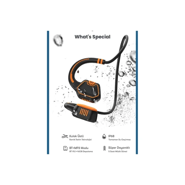 As9 Suya Dayanıklı Bluetooth Kulaklık - Siyah - Resim 3